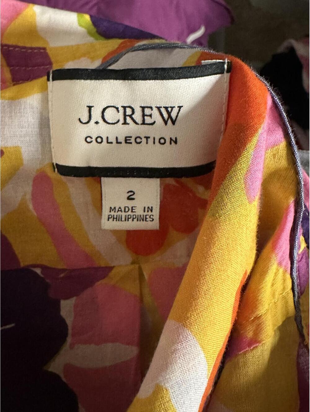 J.Crew Collection multicolored floral popover shirt Size 2 cotton mod dopemine - Picture 6 of 7